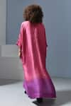 Shop_Inkpikle_Pink Handwoven Mulberry Silk Ombre Abstract V Neck Print Maxi Dress _at_Aza_Fashions