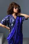 Inkpikle_Blue Handspun Mulberry Silk Tie Dye Abstract Placed Mogra Print Saree _at_Aza_Fashions