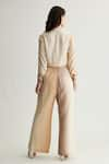 Shop_KoAi_Beige Muslin Cotton Silk Ombre Trouser _at_Aza_Fashions