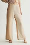 KoAi_Beige Muslin Cotton Silk Ombre Trouser _Online_at_Aza_Fashions