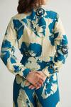 Koai_Blue Muslin Cotton Silk Print Floral Flared Trouser _Online_at_Aza_Fashions