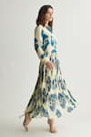 Buy_KoAi_Blue Georgette Print Floral Accordion Pleated Midi Skirt _Online_at_Aza_Fashions