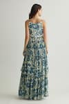 Shop_KoAi_Blue Chiffon Print Ambrosia Round Neck Tiered Maxi Dress _at_Aza_Fashions