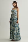 Buy_KoAi_Blue Chiffon Print Ambrosia Round Neck Tiered Maxi Dress _Online_at_Aza_Fashions