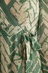 KoAi_Green Chiffon Print Chevron V Neck Wrap Midi Dress _at_Aza_Fashions