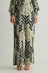 Shop_KoAi_White Muslin Cotton Silk Printed Chevron Straight Pant _Online_at_Aza_Fashions