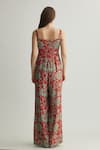 Shop_KoAi_Green Muslin Cotton Silk Square Floral Pattern Sleeveless Jumpsuit _at_Aza_Fashions