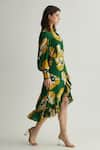 KoAi_Yellow Muslin Cotton Silk Print Floral Wrap Skirt _Online_at_Aza_Fashions