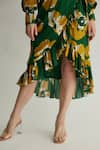 KoAi_Yellow Muslin Cotton Silk Print Floral Wrap Skirt _at_Aza_Fashions