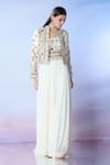 Buy_Samyukta Singhania_White Blouse Silk Embroidered Resham Jacket Collared Palazzo Set 