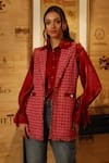 Buy_Label Deepika Nagpal_Pink Tweed Geometric Lapel Candyland Jessica Jacket _at_Aza_Fashions