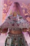 Label Ankush Jain_Purple Organza Embroidered Zardozi River And Crane 3d Applique Bridal Lehenga Set _at_Aza_Fashions