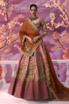 Buy_Label Ankush Jain_Pink Lehenga Pure Raw Silk Embroidered Zardozi Zig Zag Kali Castle 3d Set _at_Aza_Fashions