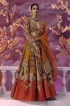 Buy_Label Ankush Jain_Orange Lehenga And Blouse Zari Tissue Sunset Kali Colour Block 3d Patchwork Set _at_Aza_Fashions