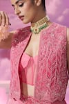 Shop_Label Ankush Jain_Pink Lehenga Satin Organza Embroidered Applique Ombre Gradient Set With Floral _Online_at_Aza_Fashions