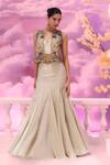 Buy_Label Ankush Jain_Ivory Lehenga Zari Tissue Jacket Organza Persian Flora Incut And Set _at_Aza_Fashions