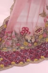 Buy_Label Ankush Jain_Pink Pure Organza Embroidery Dori Sweetheart Neck Vintage Buggi Saree And Blouse _Online_at_Aza_Fashions
