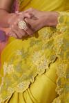 Buy_Label Ankush Jain_Yellow Satin Organza Embroidery Flora Bahar Cutwork Border Saree With Blouse _Online_at_Aza_Fashions