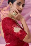 Buy_Label Ankush Jain_Red Pure Organza Embroidery Dori 3d Gulbahar Cutwork Border Saree With Blouse 