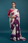 Buy_Svastih_Off White Cotton Silk Applique Floral Round Angel Embroidered Saree With Blouse _at_Aza_Fashions