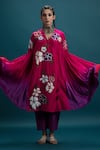 Buy_Svastih_Magenta Tunic Cotton Silk Applique Floral Adriana Ombre Embroidered With Pant _at_Aza_Fashions