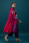 Svastih_Magenta Tunic Cotton Silk Applique Floral Adriana Ombre Embroidered With Pant _Online_at_Aza_Fashions