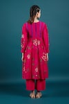 Shop_Svastih_Red Tunic Cotton Silk Applique Floral V Neck Ava Embroidered With Pant _at_Aza_Fashions