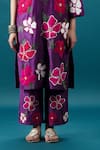 Svastih_Purple Cotton Silk Applique Floral Blossom Embroidered Tunic With Pant _Online_at_Aza_Fashions