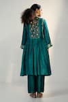 Shop_Svastih_Green Tunic Cotton Silk Embroidery Floral Round Aleeha Anarkali With Pant _at_Aza_Fashions