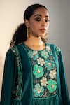 Svastih_Green Tunic Cotton Silk Embroidery Floral Round Aleeha Anarkali With Pant _at_Aza_Fashions