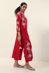 Shop_Svastih_Red Chanderi Embroidery Floral Notched Neck Ayat Kurta With Pant _Online_at_Aza_Fashions