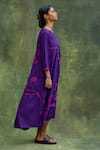 Doodlage_Purple Cotton Silk Embroidered Floral Round Dress _Online_at_Aza_Fashions