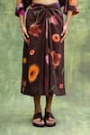 Buy_Doodlage_Brown Upcycled Modal Printed Floral Round Top With Front Knot Skirt _Online_at_Aza_Fashions