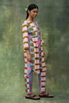 Shop_Doodlage_Multi Color Cotton Slub Stripe Round Gathered Tunic With Pant _at_Aza_Fashions