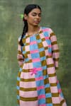 Doodlage_Multi Color Cotton Slub Stripe Round Gathered Tunic With Pant _Online_at_Aza_Fashions