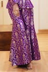 Buy_Pinki Sinha_Purple Banarasi Pure Silk Handwoven Floral Meenakari Jacket With Gharara Pant _Online_at_Aza_Fashions