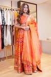 Buy_Pinki Sinha_Orange Pure Silk Handwoven Chevron Pattern Lehenga Set _at_Aza_Fashions