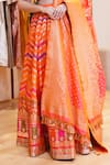 Shop_Pinki Sinha_Orange Pure Silk Handwoven Chevron Pattern Lehenga Set _at_Aza_Fashions