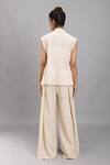 Shop_Lavina sippy_Beige Handloom Cotton Plain Lapel Collar Jacket _at_Aza_Fashions