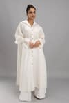 Buy_Lavina sippy_White Organic Cotton Plain Collared Neck Long Tunic _at_Aza_Fashions