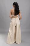 Shop_Lavina sippy_Beige Handloom Cotton Solid Box Pleated Wide Legged Pant _at_Aza_Fashions