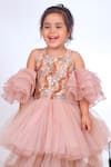 Turqidz By Shweta Aggarwal_Pink Organza, Tulle Sequins, Beads Embroidered Yoke Ruffle Gown _Online_at_Aza_Fashions