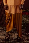 Pooja Bagaria_Gold Cotton Print Ajrakh Kurta With Draped Dhoti Pant _at_Aza_Fashions