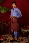 Buy_Pooja Bagaria_Blue Silk Ombre Royale Kurta With Draped Dhoti Pant _at_Aza_Fashions