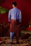 Shop_Pooja Bagaria_Blue Silk Ombre Royale Kurta With Draped Dhoti Pant _at_Aza_Fashions