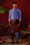 Pooja Bagaria_Blue Silk Ombre Royale Kurta With Draped Dhoti Pant _Online_at_Aza_Fashions