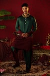 Buy_Pooja Bagaria_Green Silk Ombre Earthly Elegance Kurta With Draped Dhoti Pant _at_Aza_Fashions