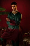 Pooja Bagaria_Green Silk Ombre Earthly Elegance Kurta With Draped Dhoti Pant _Online_at_Aza_Fashions