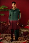 Pooja Bagaria_Green Silk Ombre Earthly Elegance Kurta With Draped Dhoti Pant _at_Aza_Fashions