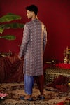 Shop_Pooja Bagaria_Brown Cotton Print Ajrakh Burning Motif Kurta With Draped Dhoti Pant _at_Aza_Fashions